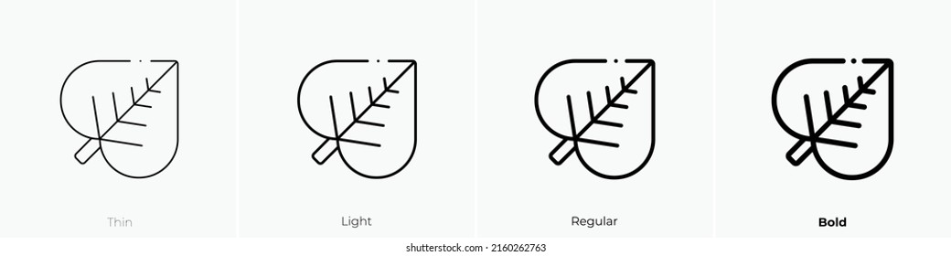 bodhi leaf icon. Linear style sign isolated on white background. Vector illustration.