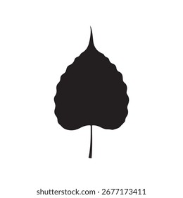 Diseño plano de la ilustración del Vector de la silueta de la hoja de Bodhi sobre fondo blanco
