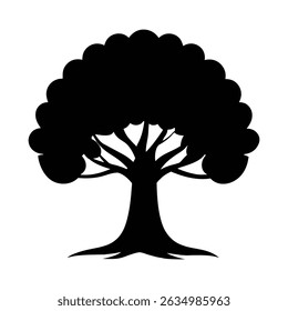 Icono de silueta negra del árbol de la hoja de Bodhi