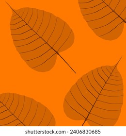 Bodhi leaves background on orange background