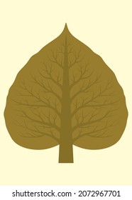 The Bodhi tree has branches in the middle of golden Bodhi leaves.