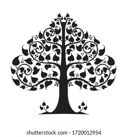 Bodhi Tree   Bodhi leaves  design and Lanna Thailand traditional illustration drawing ornament concept motif black   white for print art work vector