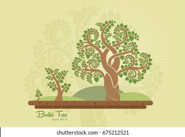 Bodhi tree (Sacred tree, Ficus religiosa L.) is a symbol that uses Buddhism. vector illustration