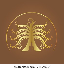 Bodhi tree symbol and Buddha statue.the symbol of Buddhism
