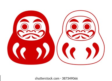 Bodhidharma Of Japan. Red And White Color