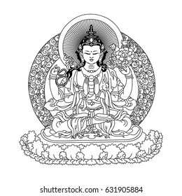 Bodhisattva Avalokiteshvara. Bodhisattva who embodies the compassion of all Buddhas. A symbol of the Tibetan Buddhism.