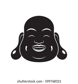 Bodhisattva Face In Simple Black Style Isolated On White Background. Created For Mobile, Web, Decor, Print Products, Application.