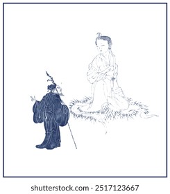 Bodhisattva hand drawing portrait, Buddhist line drawing portrait. Bodhisattva, Buddha portrait.