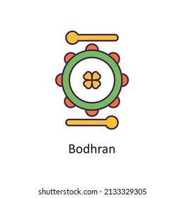 Bodhran Vector Filled Outline Icon Design illustration. St Patrick's Day Symbol on White background EPS 10 File