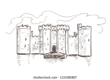 Bodiam France Castle Vector Sketch