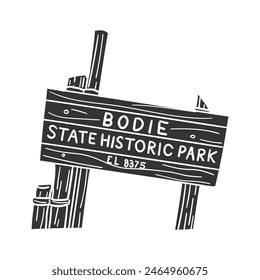 Bodie Historic Park Icon Silhouette Illustration. California State Vector Graphic Pictogram Symbol Clip Art. Doodle Sketch Black Sign.