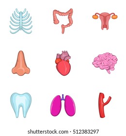 Bodies icons set. Cartoon illustration of 9 bodies vector icons for web