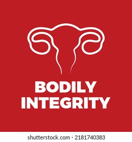 Bodily integrity sign with ovary symbol icon vector. US Abortion Rights Protests. Ovaries vector isolated on a red background. Keep abortion legal sign. Pro-choice design element