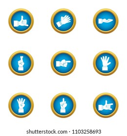 Bodily movement icons set. Flat set of 9 bodily movement vector icons for web isolated on white background