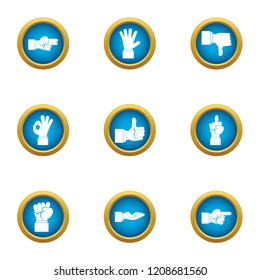 Bodily movement icons set. Flat set of 9 bodily movement vector icons for web isolated on white background