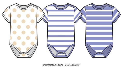 Bodisuits with polka dots and striped pattern