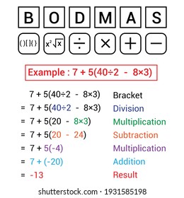 BODMAS rule, ordering mathematical operations