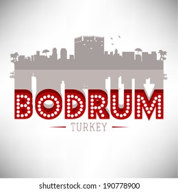 Bodrum Skyline Design, vector illustration.