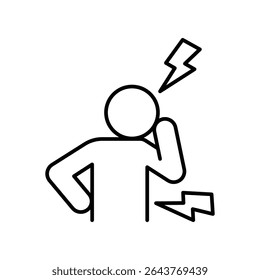 Body ache icon Editable outline symbol representing stress fatigue pain in head and back due to remote work overload