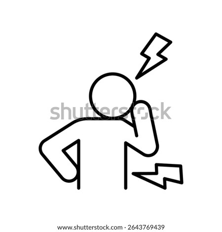 Body ache icon Editable outline symbol representing stress fatigue pain in head and back due to remote work overload