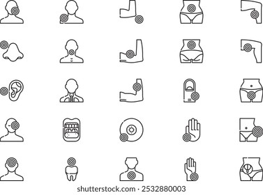 Body ache icons collection is a vector illustration with editable stroke.