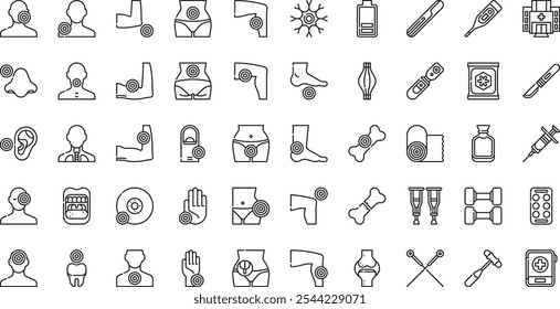 Iconos de dolor de cuerpo Iconos vectoriales de alta calidad Colección con trazo editable. Ideal para Profesional y Proyectos Creativos.