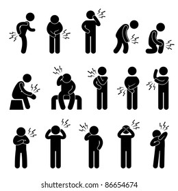 Body Ache Pain Backache Headache People Icon Sign Symbol Pictogram