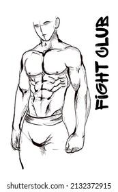 body adult on white. Human sketch. Elegant Muscular Man icon. Fighter. Suitable for fighting sport club, Gym, Training camp identity, fighting, boxing tournament, martial arts tournament. etc