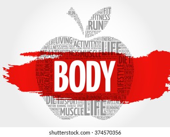 BODY apple word cloud, health concept