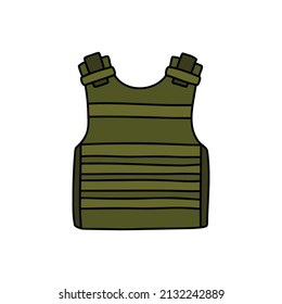 body armor doodle icon, vector illustration