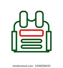Body Armor icon duocolor green red colour military vector army element and symbol perfect.