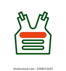 Body Armor icon duotone green orange colour military vector army element and symbol perfect.
