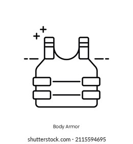 Body Armor Icon. Outline Style Icon Design Isolated On White Background