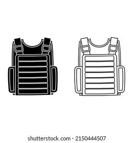 Body armor vector icon set. infantry illustration sign collection. ammunition symbol. army logo.