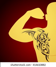 Body art tattoo shape sample on human skin surface