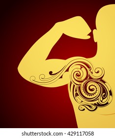 Body art tattoo shape sample on human skin surface
