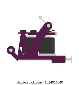 Tätowiermaschine für Körperkunst einzeln mit Tinte, Vektorgrafik oder professionellem Werkzeug, mit dem Sie Bilder und Bilder auf einer sterilen, auf der Haut sterilem Kanüle und Farbbehälter
