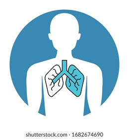 body avatar with lungs organ isolated icon vector illustration design