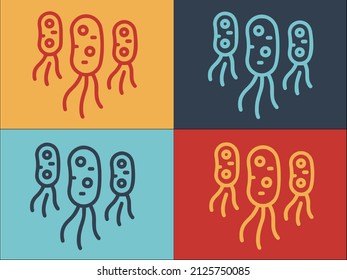 Body Bacteria Logo Template, Simple Flat Icon of bacteria,illustration,health