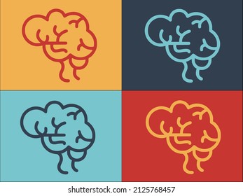Plantilla de logotipo del cerebro corporal, icono plano simple del cerebro, la salud, el ser humano