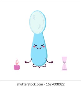 Body brush. Cute cartoon character in yoga pose. Cartoon, comic, animation. Vector graphics. For advertising, children's decor, packaging, brochures
