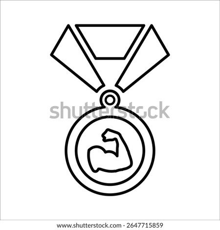 Body Builder Champion Icon, Line Vector graphics