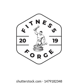 Body builder fitness iron forge logo