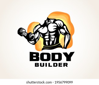 body builder gym fitness vector illustration logo design template