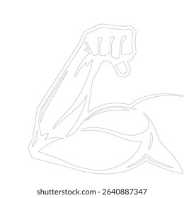 Body Builder Heavy Muscle Shows Icon Sign in Vector Art Black White Healty Men's Arm Muscle Illustrator Outline Art
