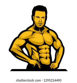 Body Builder Illustration Logo