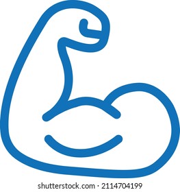 Body builder line blue icon vector 