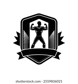 Body builder logo icon vector illustration