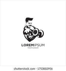 body builder man gym fitness silhouette logo