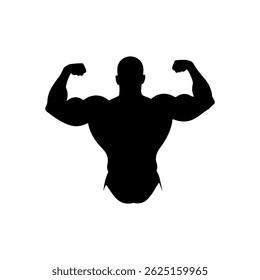 Body Builder Muscle silhouette vector flat illustration design.